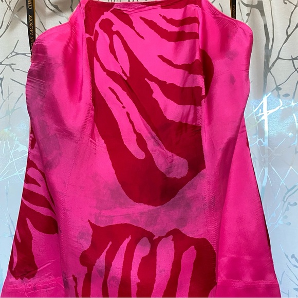 VINTAGE CHRISTIAN LACROIX pink silk cotton floral print sleeveless dress - Picture 12 of 13